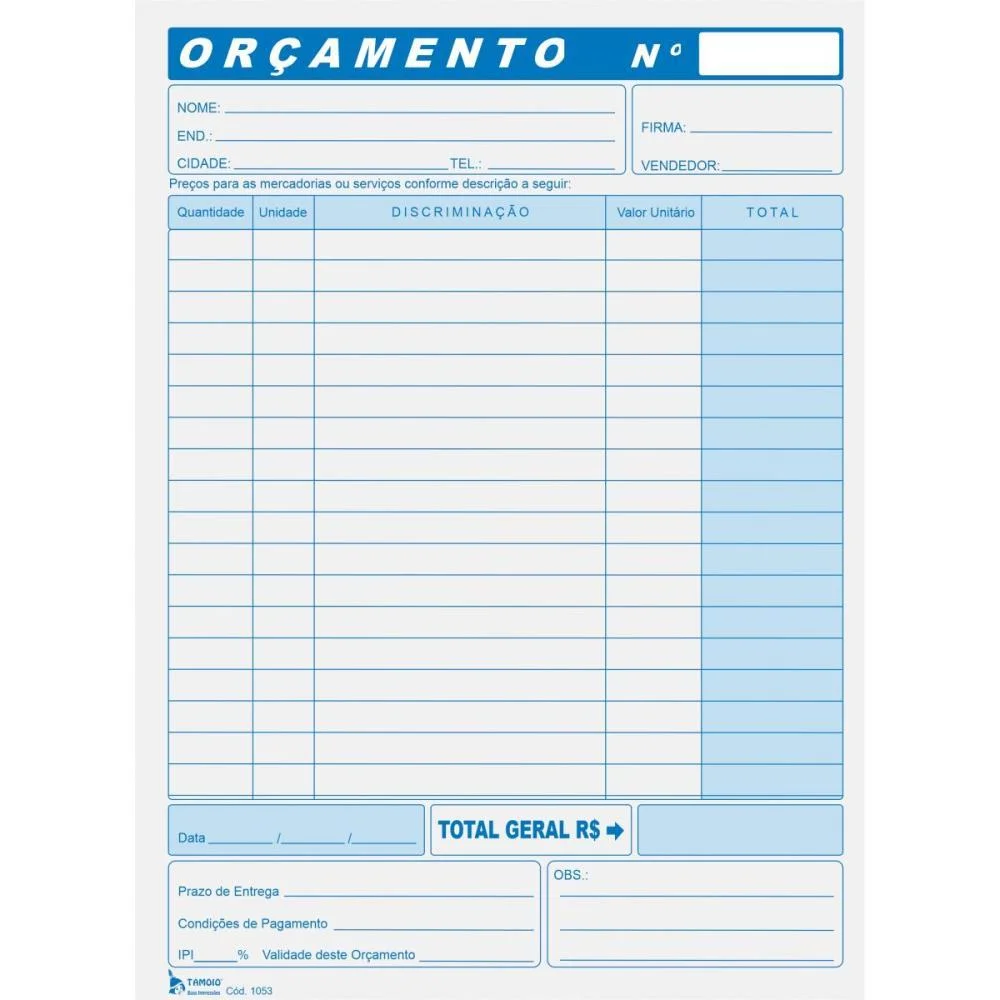 Impresso Administrativo Orcamento 50Fls 157X215Mm Tamoio (Pct.c/20) - imagem 5