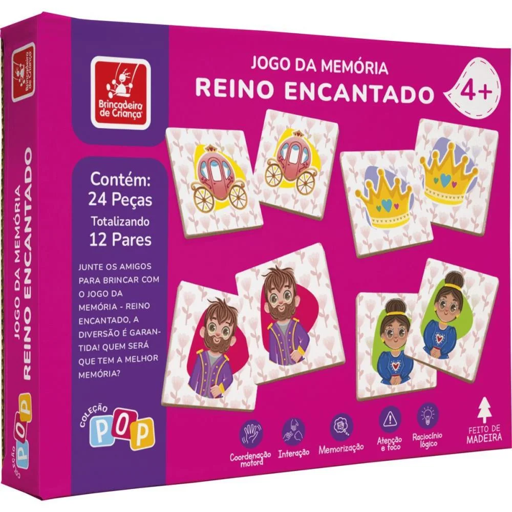 Jogo Da Memoria Em Madeira Reino Encantado 24Pcs Brinc. De Crianca (Unidade) - imagem 3