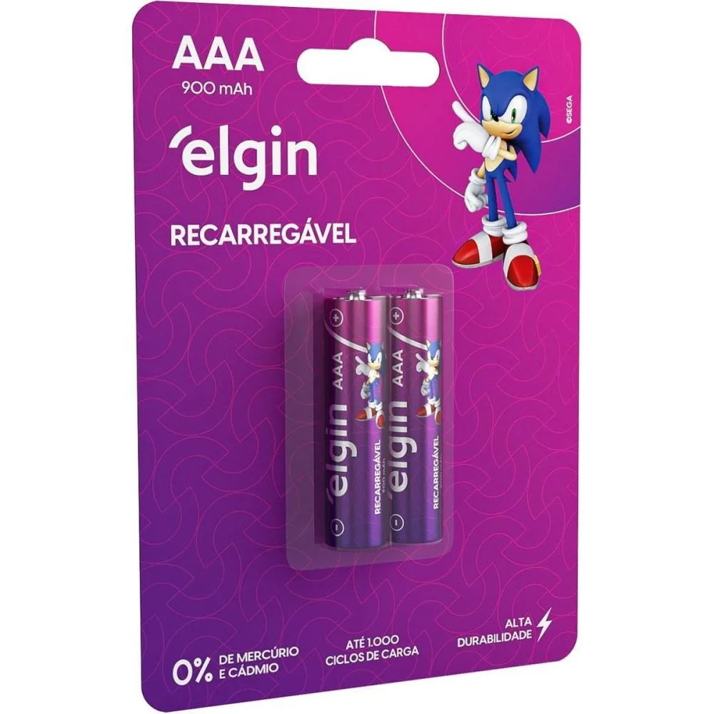Pilha Recarregavel Palito Aaa 900Mah 1.2V Elgin (Bl.c/02) - imagem 2