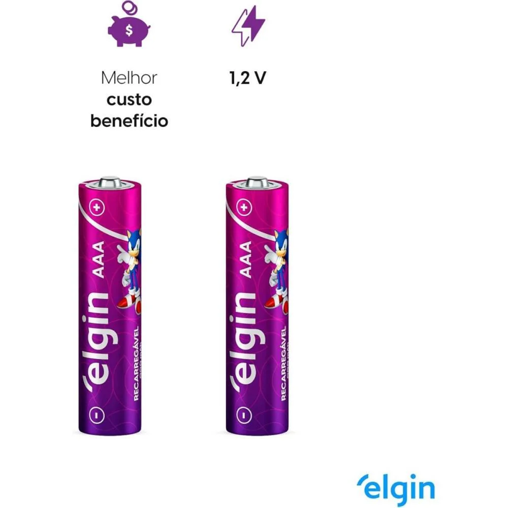 Pilha Recarregavel Palito Aaa 900Mah 1.2V Elgin (Bl.c/02) - imagem 5