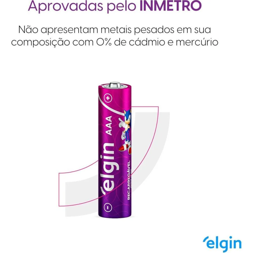 Pilha Recarregavel Palito Aaa 900Mah 1.2V Elgin (Bl.c/02) - imagem 7