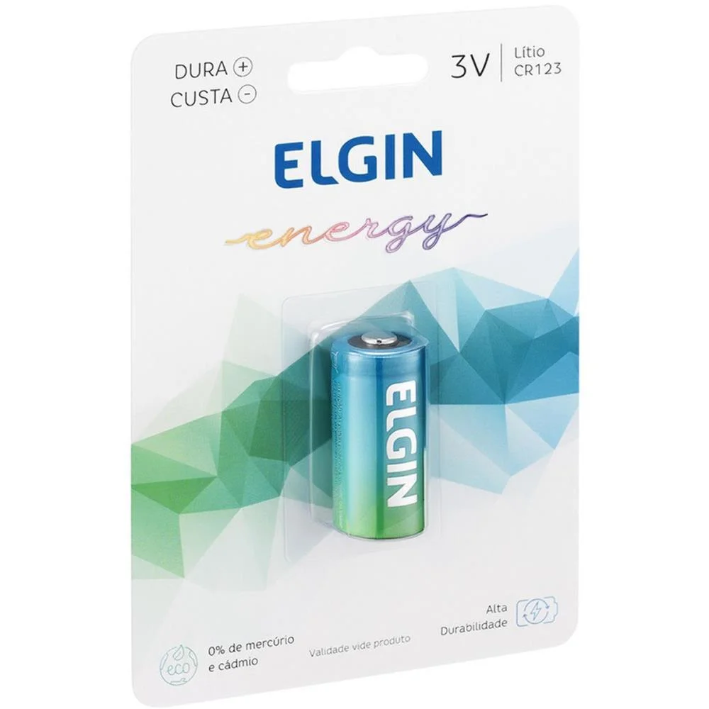 Pilha Bateria Lithium Cr123 3V Elgin - imagem 3