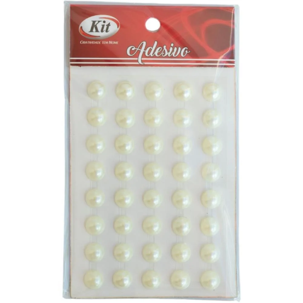 Pedraria 1/2 Perola 8Mm Adesiva Creme Kit (Pct.c/12) - imagem 2