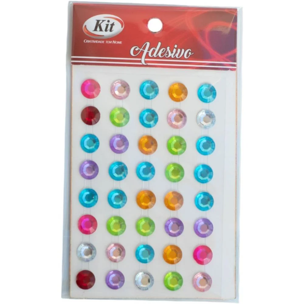 Pedraria Strass 8Mm Adesivo Multicolor Kit (Pct.c/12) - imagem 2