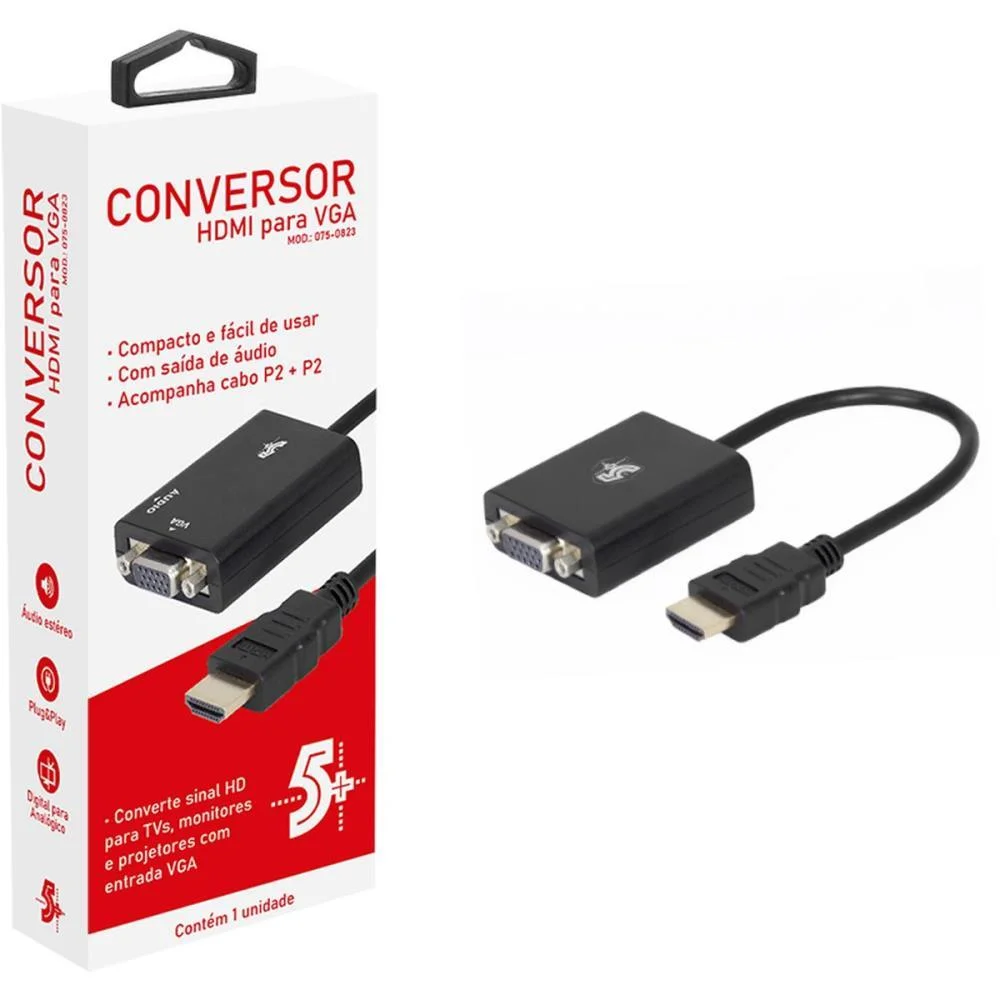Acessorio De Tecnologia Conversor Hdmi P/Vga Saida R/L Santana Centro - imagem 3