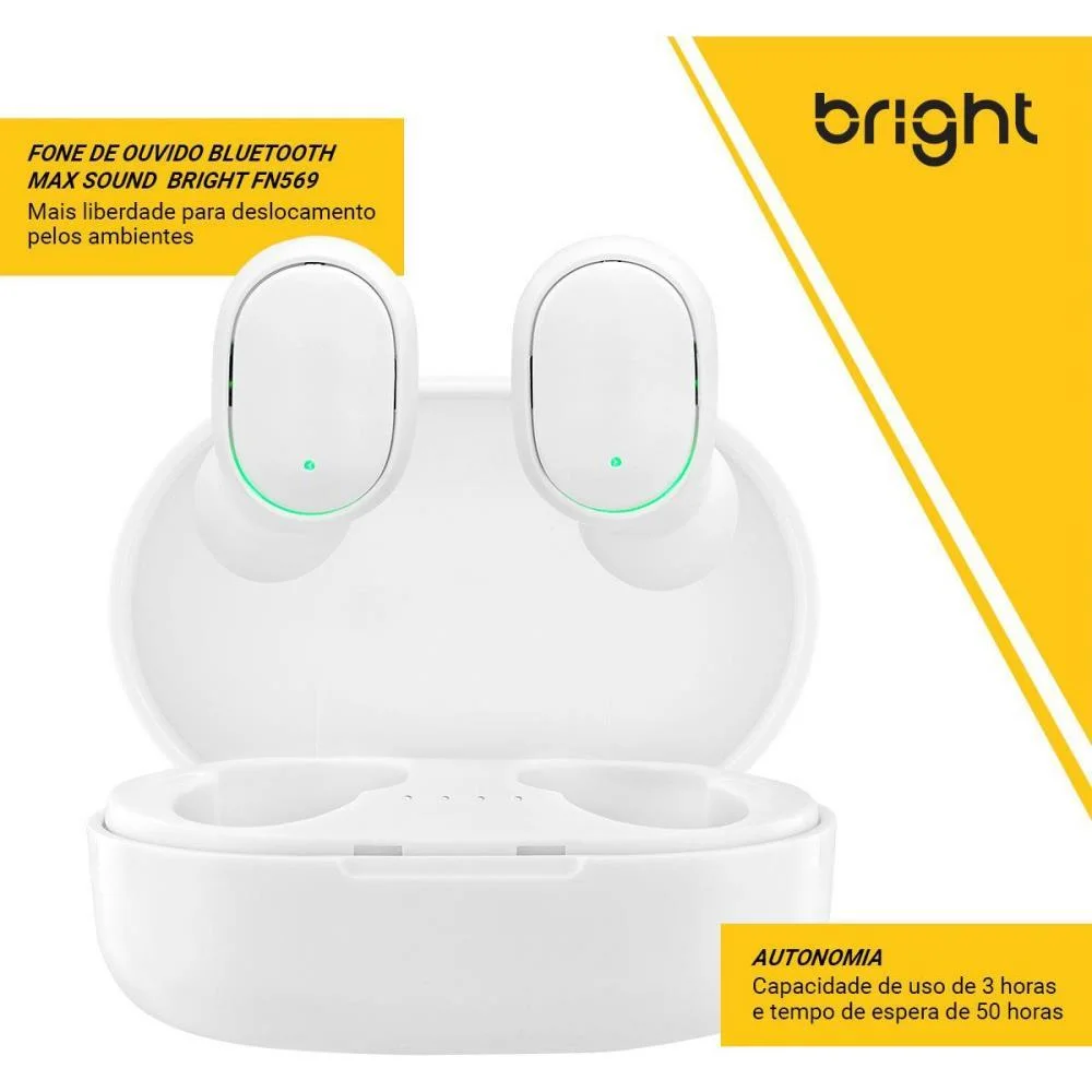 Fone De Ouvido Bluetooth Max Sound Branco Bright - imagem 5