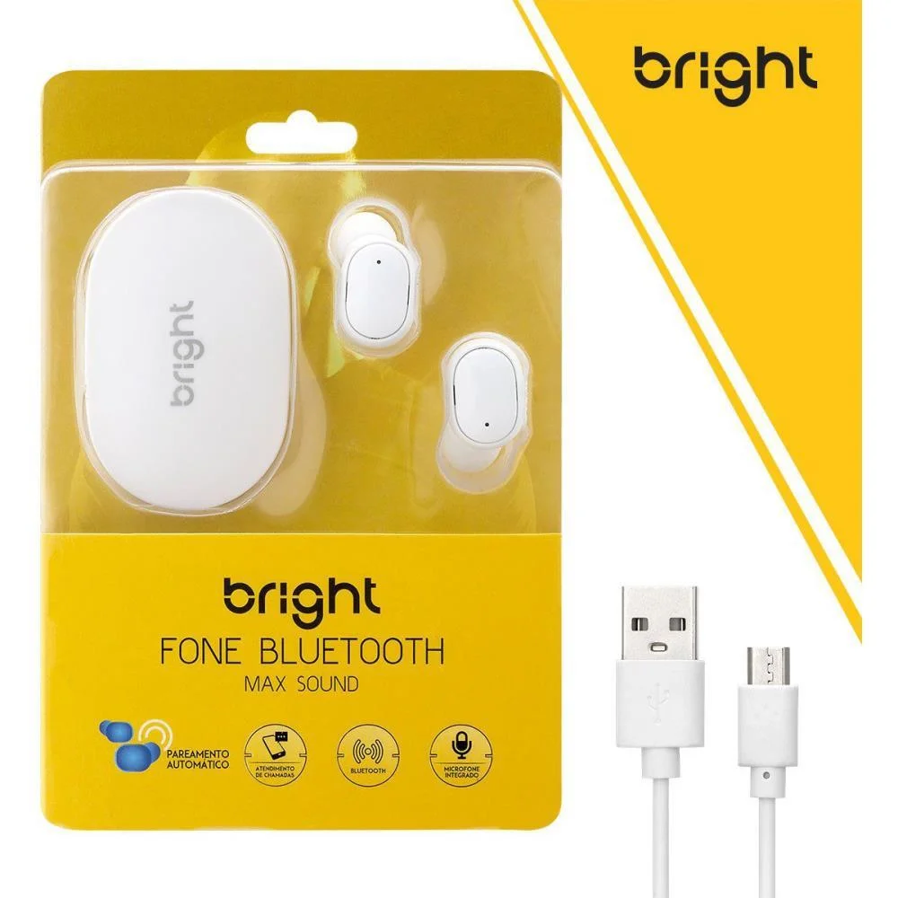 Fone De Ouvido Bluetooth Max Sound Branco Bright - imagem 9