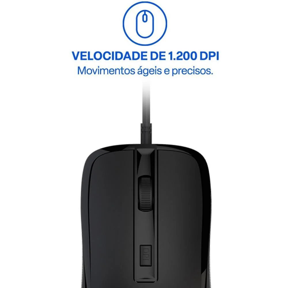 Mouse Optico Usb 2400Dpi 4Otoes Preto Multi - imagem 7