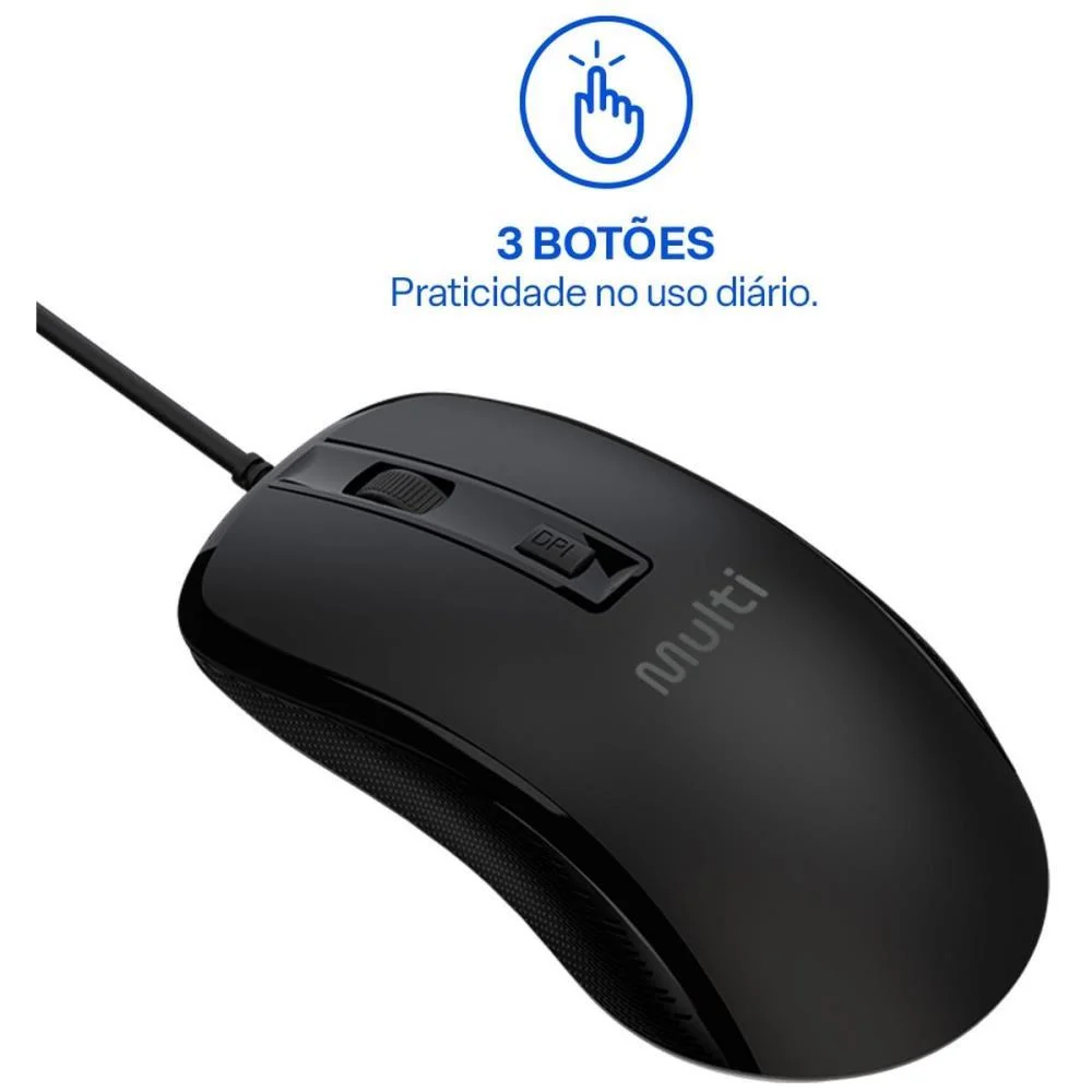Mouse Optico Usb 2400Dpi 4Otoes Preto Multi - imagem 9