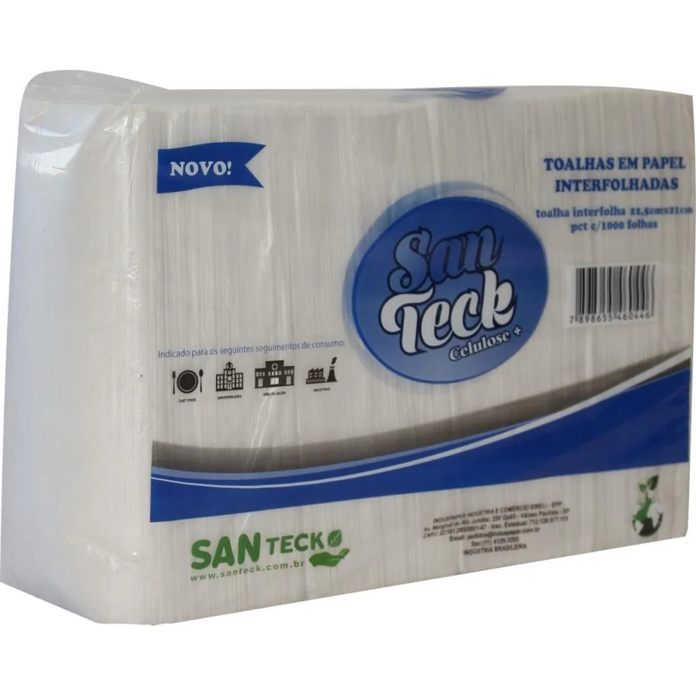 Papel Toalha 2 Dobras 22,5X21Cm 1000 Fl. Santeck (Fardo) - imagem 3