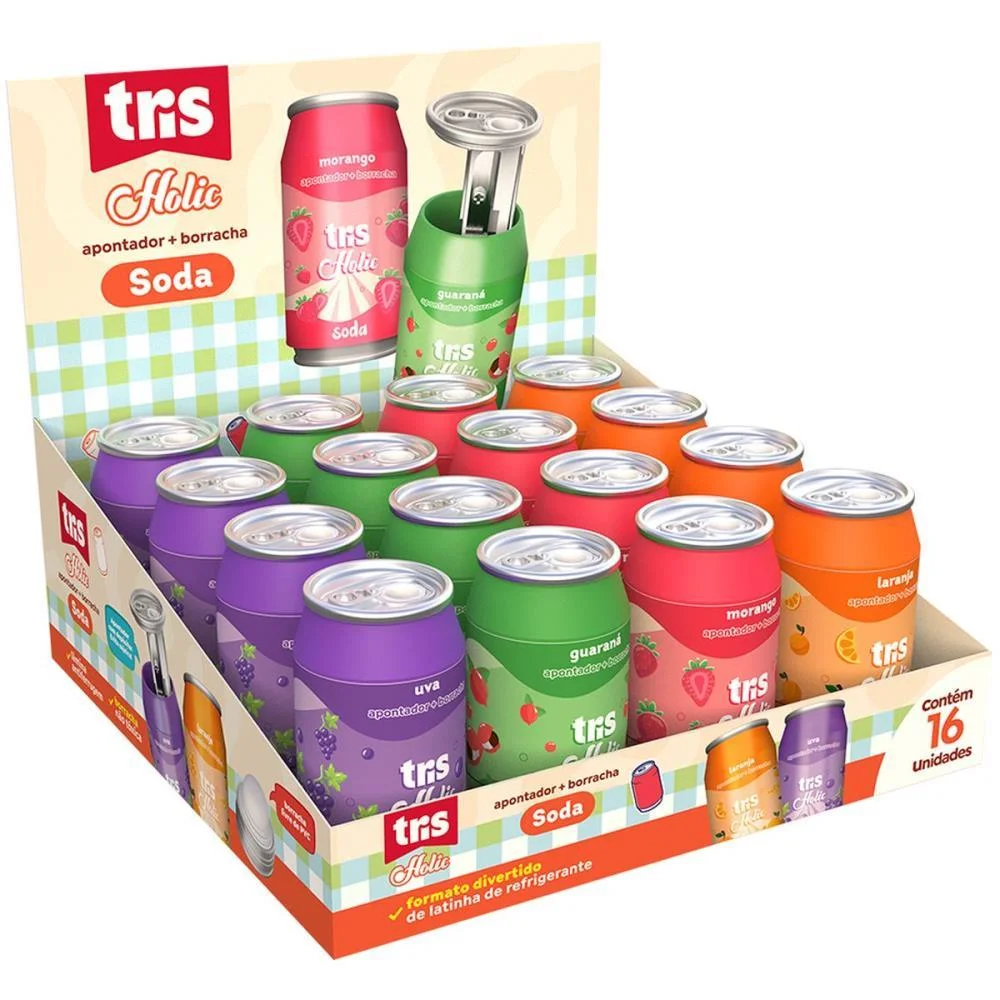 Apontador Com Deposito Decor. Tris Soda C/Borracha 4 Modelos Summit (Dp.c/16) - imagem 4
