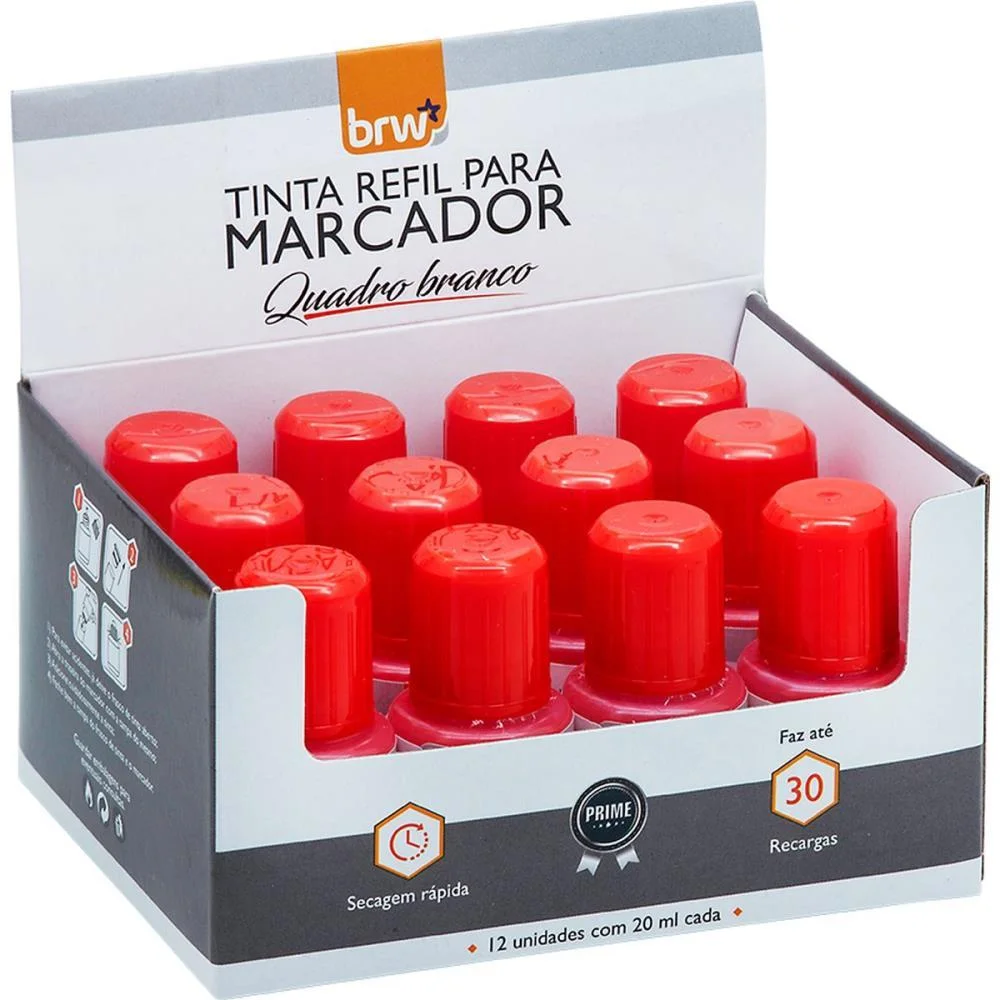 Tinta Marcador Quadro Branco 20Ml Vermelho Brw (Cx.c/12) - imagem 4