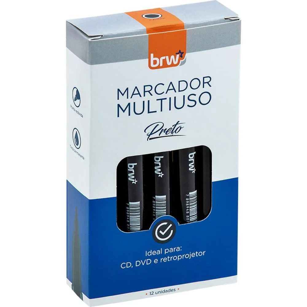 Caneta Para Cd 2.0Mm Preto Brw (Cx.c/12) - imagem 2