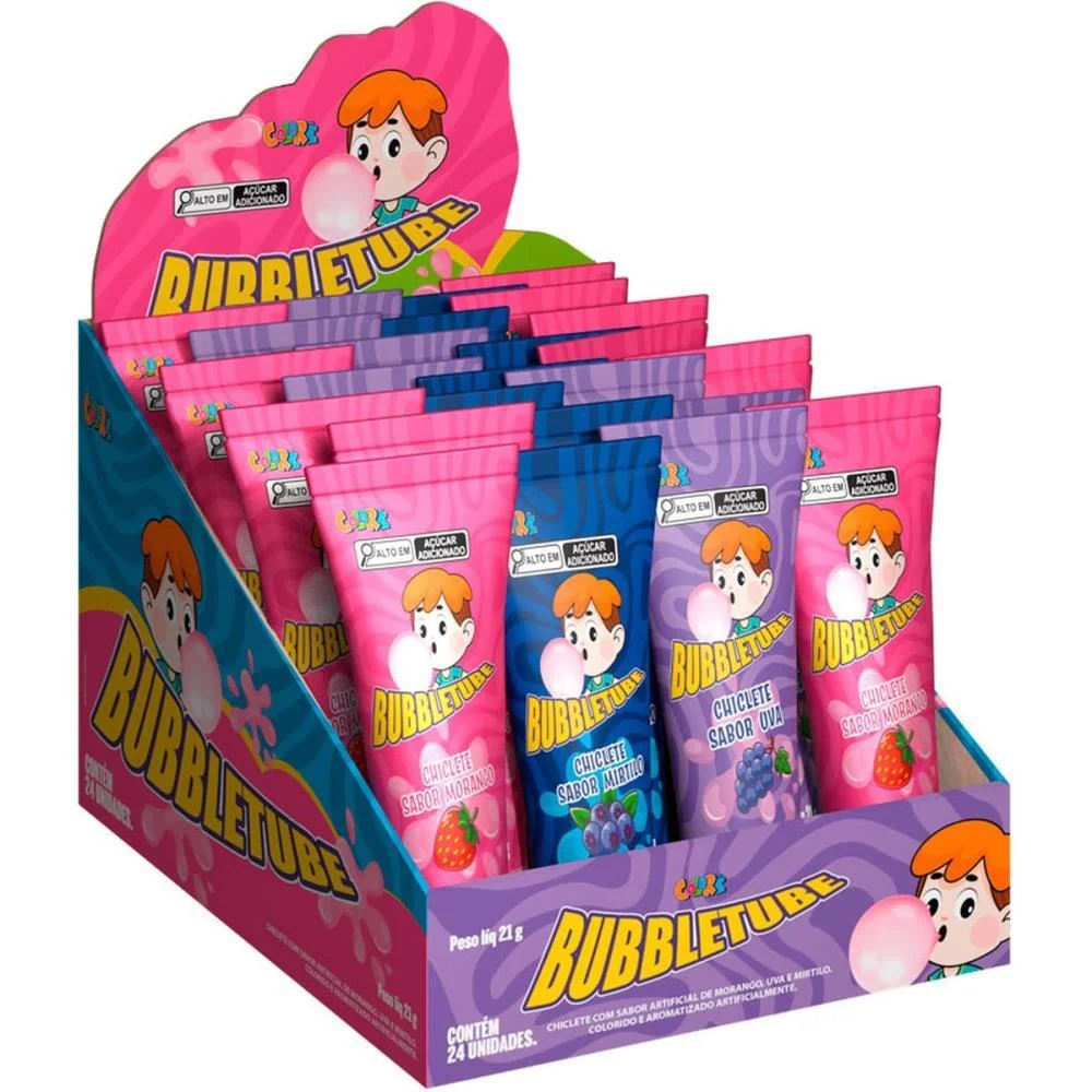Doce Bubbletube Chiclete Sabores (S Colore (Dp.c/24) - imagem 4