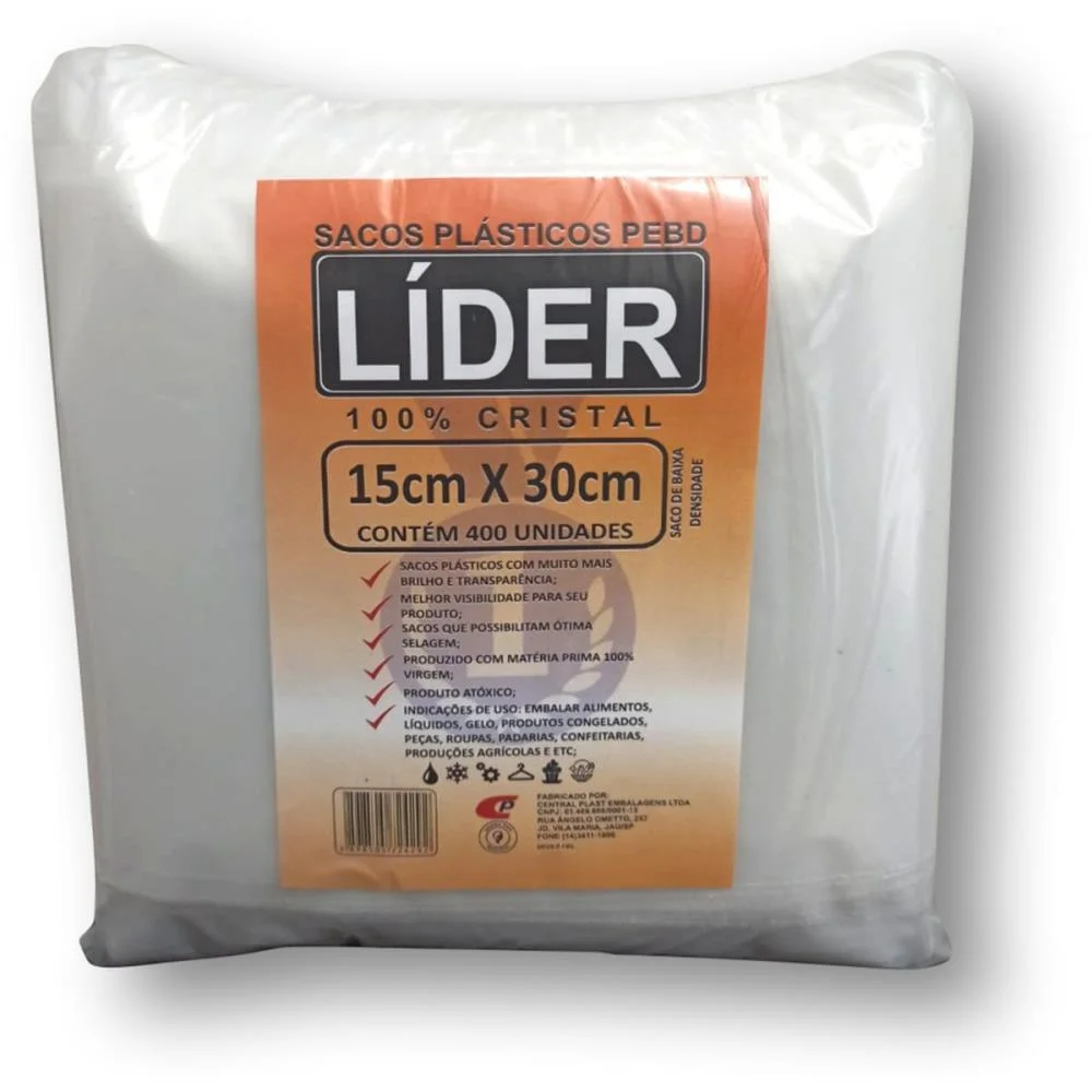 Saco Plastico 15X30X0,06 Saco Pebd 600Mm Central Plast (Pct.c/400) - imagem 2