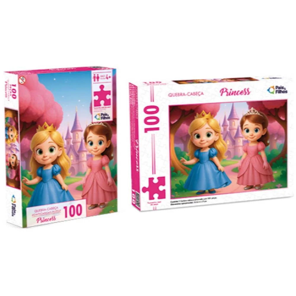 Quebra-Cabeca Cartonado Princess 100 Pecas Pais E Filhos (Unidade) - imagem 3