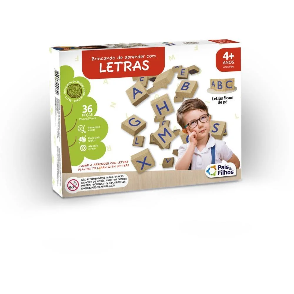 Jogo Educativo Brinc.de Aprender Letras Madei Pais E Filhos (Unidade) - imagem 3