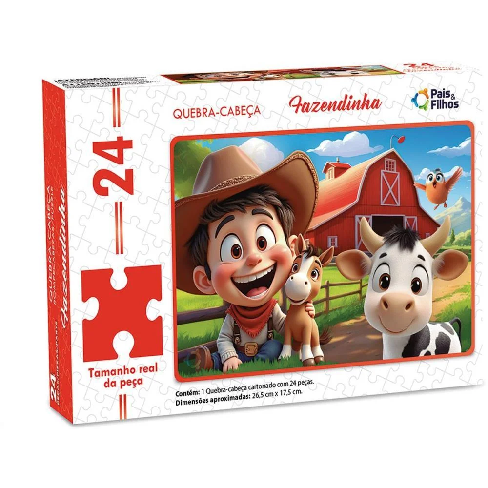 Quebra-Cabeca Cartonado Fazendinha 24 Pecas Pais E Filhos (Unidade) - imagem 5