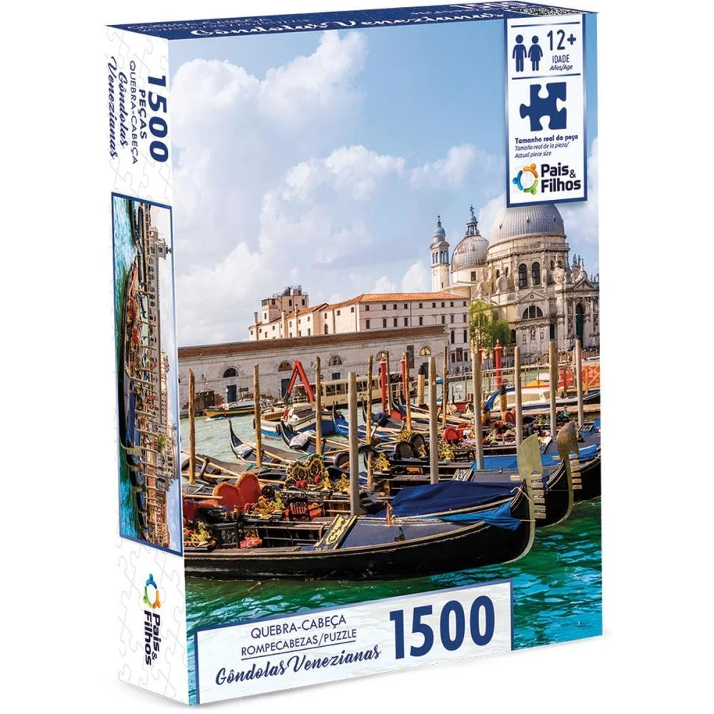 Quebra-Cabeca Cartonado Gondolas Venezianas 1500 Pecas Pais E Filhos (Unidade) - imagem 3