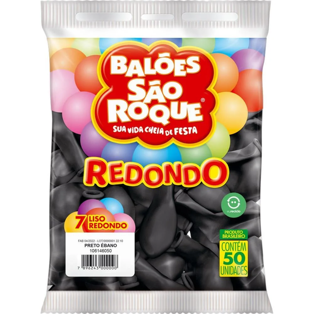 Balao 7 Liso Redondo Preto Ebano Sao Roque (Pct.c/50) - imagem 4