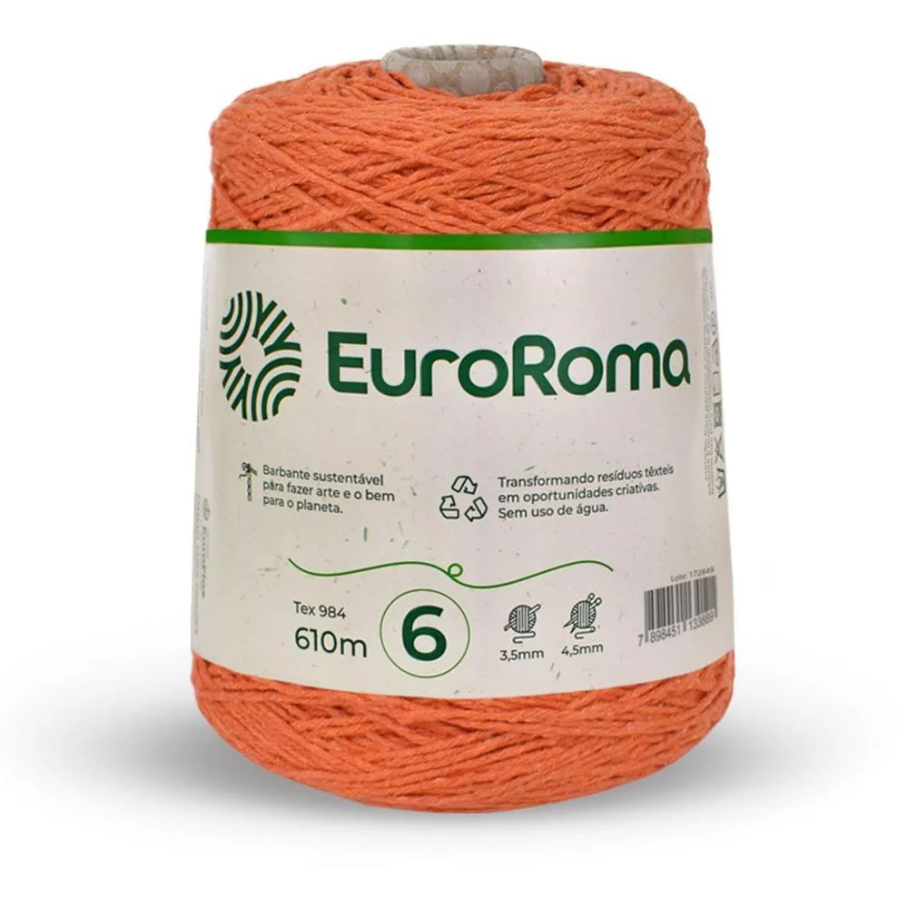 Barbante Colorido 600G 4/6 Fios 610M Laranja Euroroma (Unidade) - imagem 3