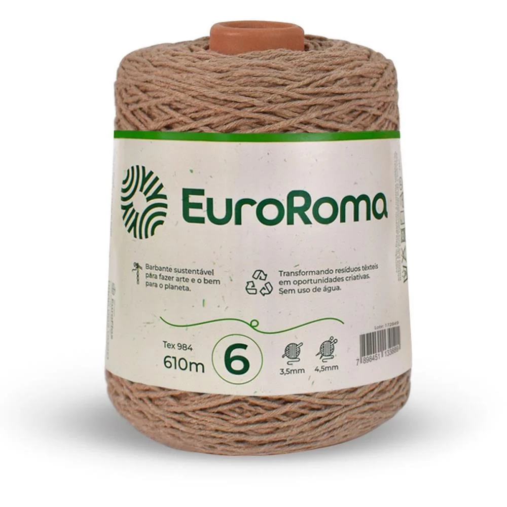 Barbante Colorido 600G 4/6 Fios 610M Bege Euroroma (Unidade) - imagem 2