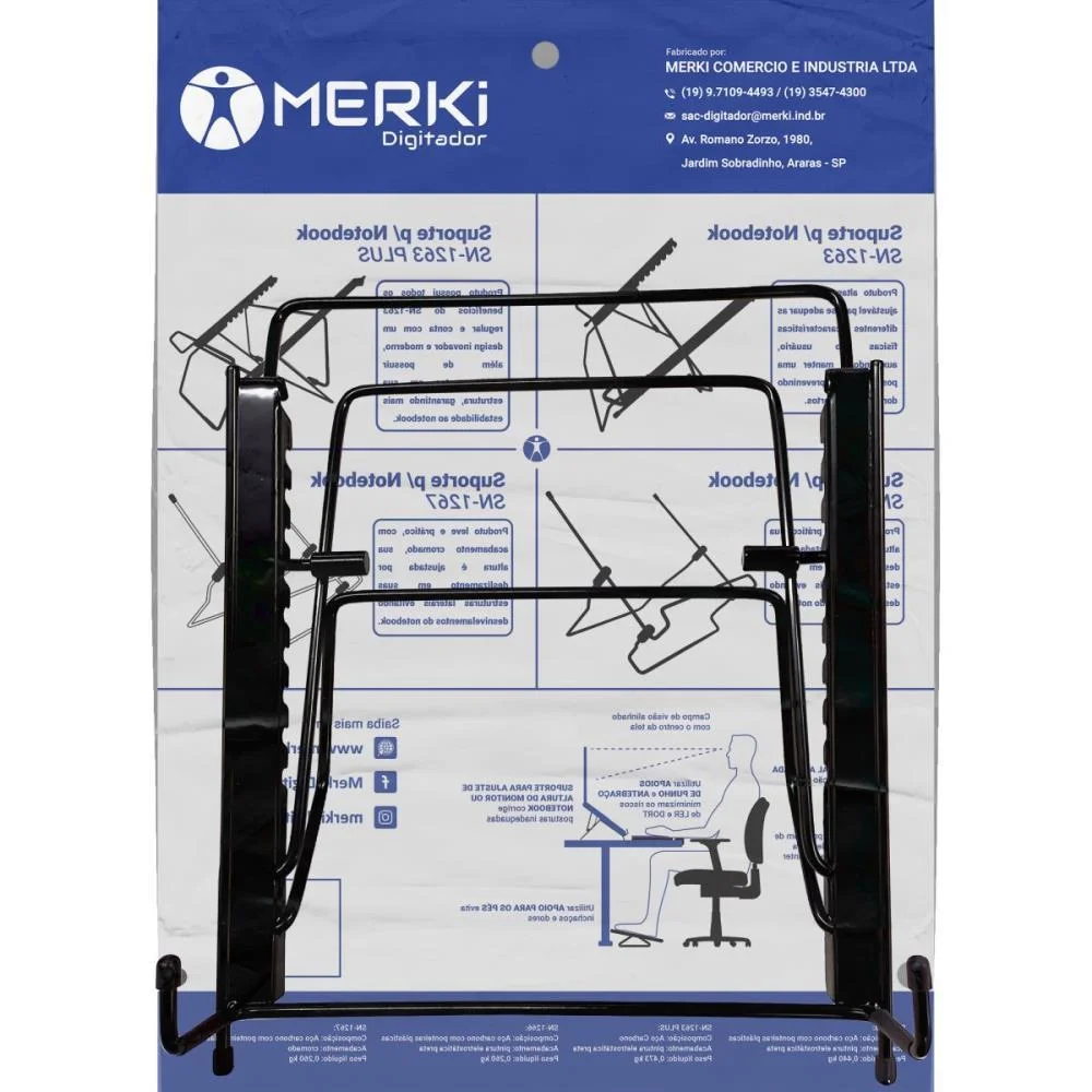 Suporte Para Notebook Multi Level Preto Sn-1263 Merki (Unidade) - imagem 8