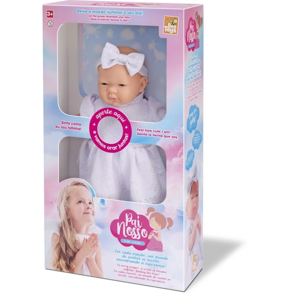 Boneca Com Mecanismo Baby Oracao Pai Nosso 36Cm Bee Toys (Unidade) - imagem 4