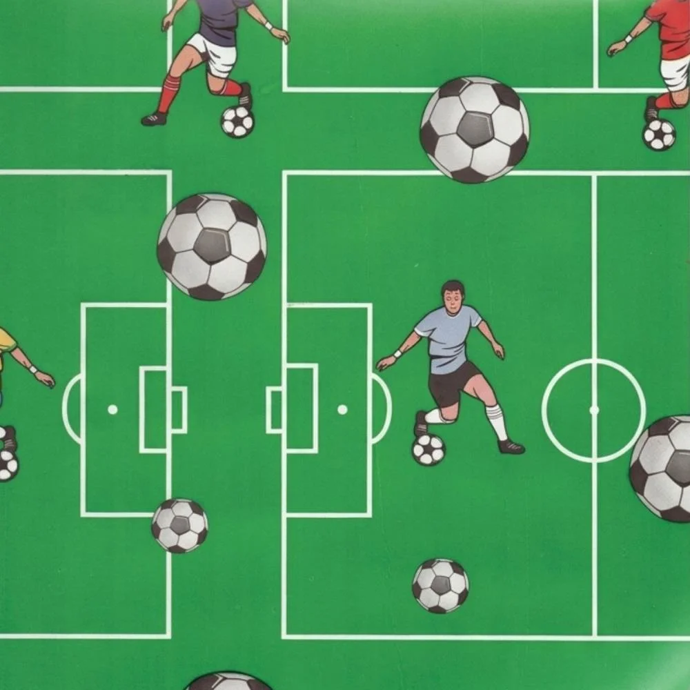 Papel Presente Bobina Couche 60Cm. Mod. Futebol Gessele (Bo-100Mts)
