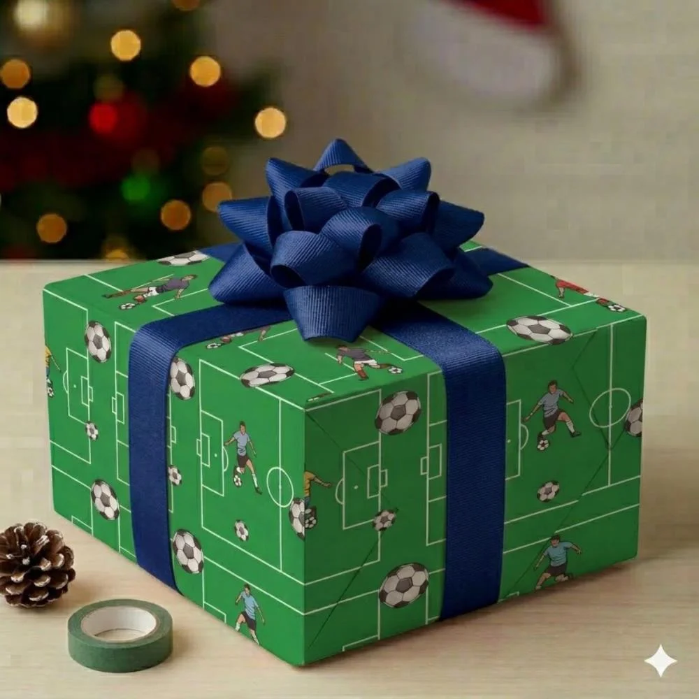 Papel Presente Bobina Couche 60Cm. Mod. Futebol Gessele (Bo-100Mts) - imagem 3