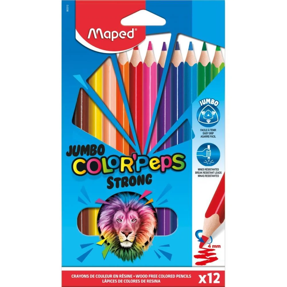Lapis De Cor Jumbo Color Peps Strong 12 Cores Maped (Estojo) - imagem 4