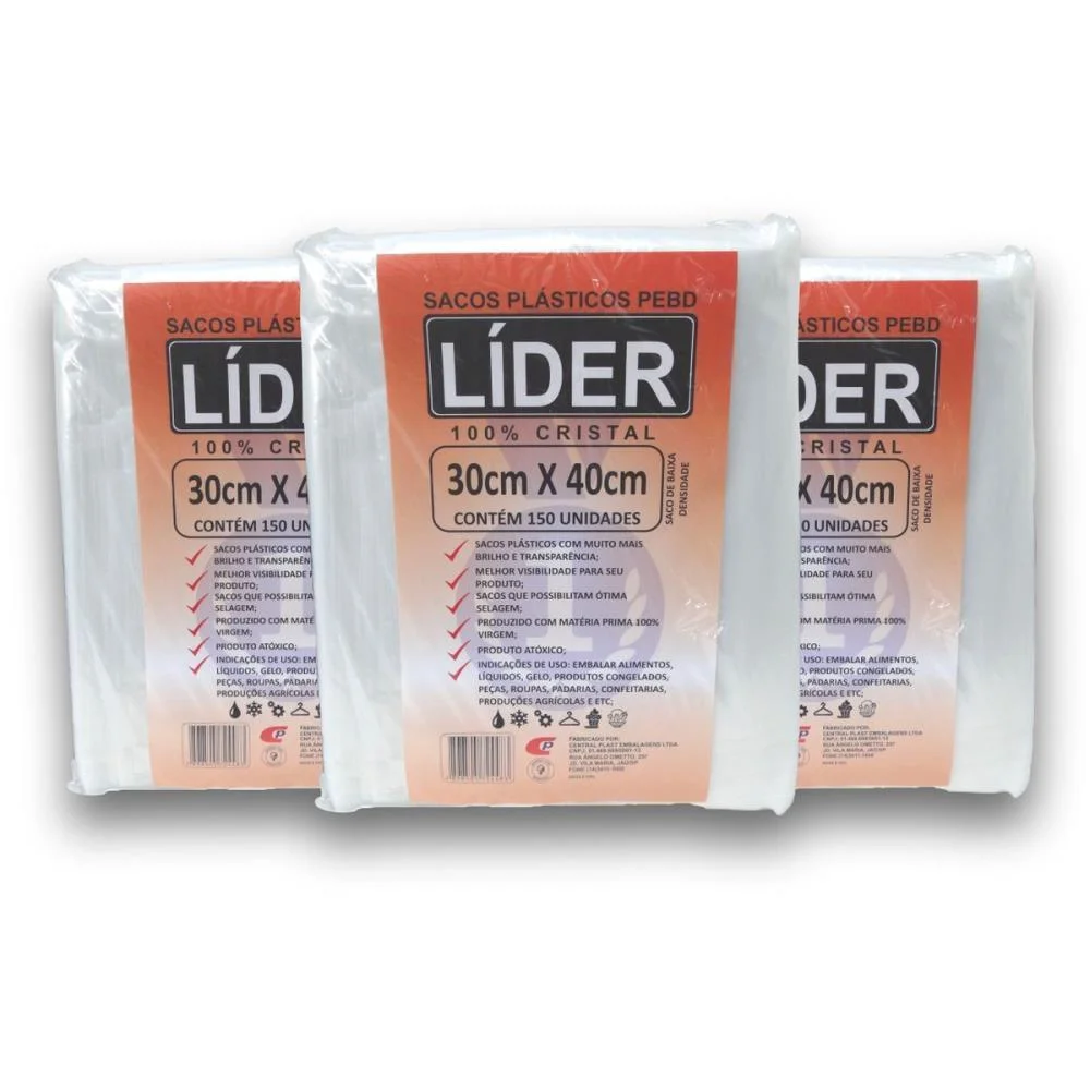 Saco Plastico 30X40X0,06 Saco Pebd 800Mm Central Plast C/ 150 Unidades - imagem 3