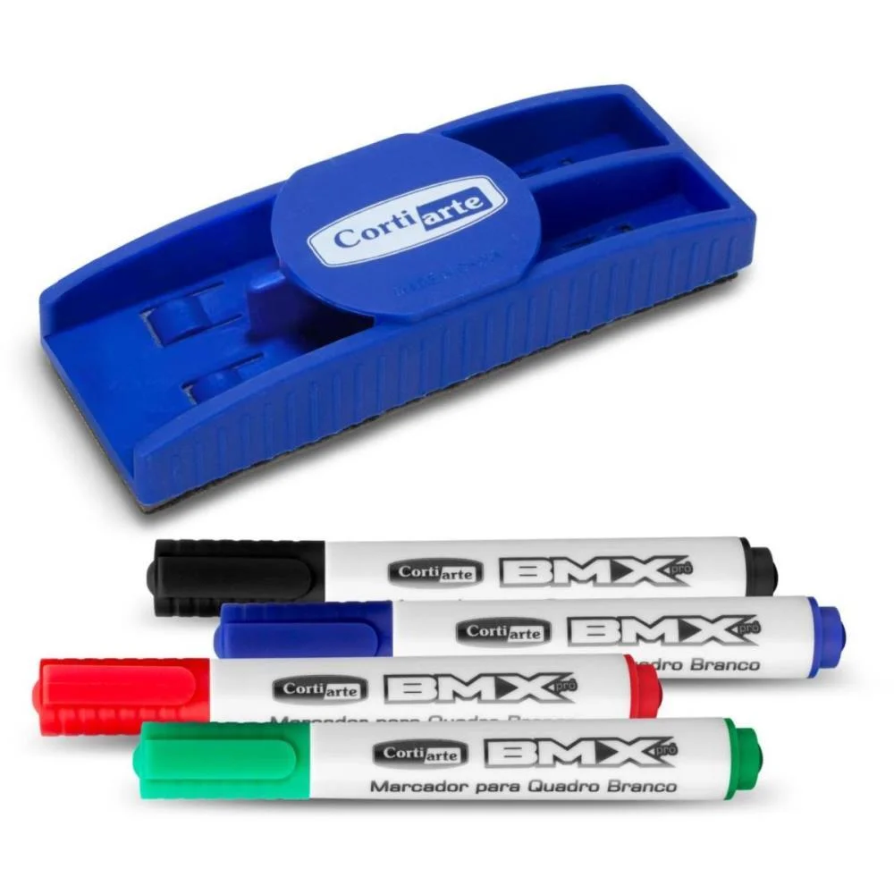 Pincel Quadro Branco 4 Marcadores+1 Apagador Magn Cortiarte (Kit) - imagem 4