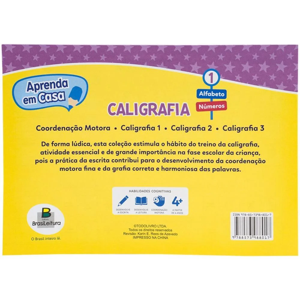 Livro Caligrafia Aprenda Em Casa Vol.1 14Pg Todolivro (Pct.c/10) - imagem 4