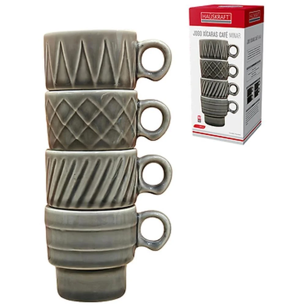 Xicara Cafe Minar 90Ml Cinza 4 Pecas Western (Jogo) - imagem 2