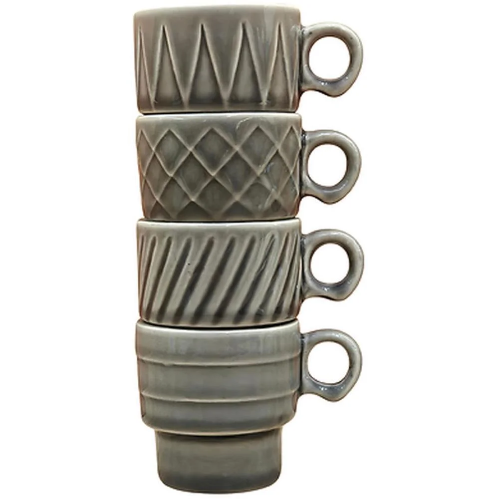 Xicara Cafe Minar 90Ml Cinza 4 Pecas Western (Jogo) - imagem 4