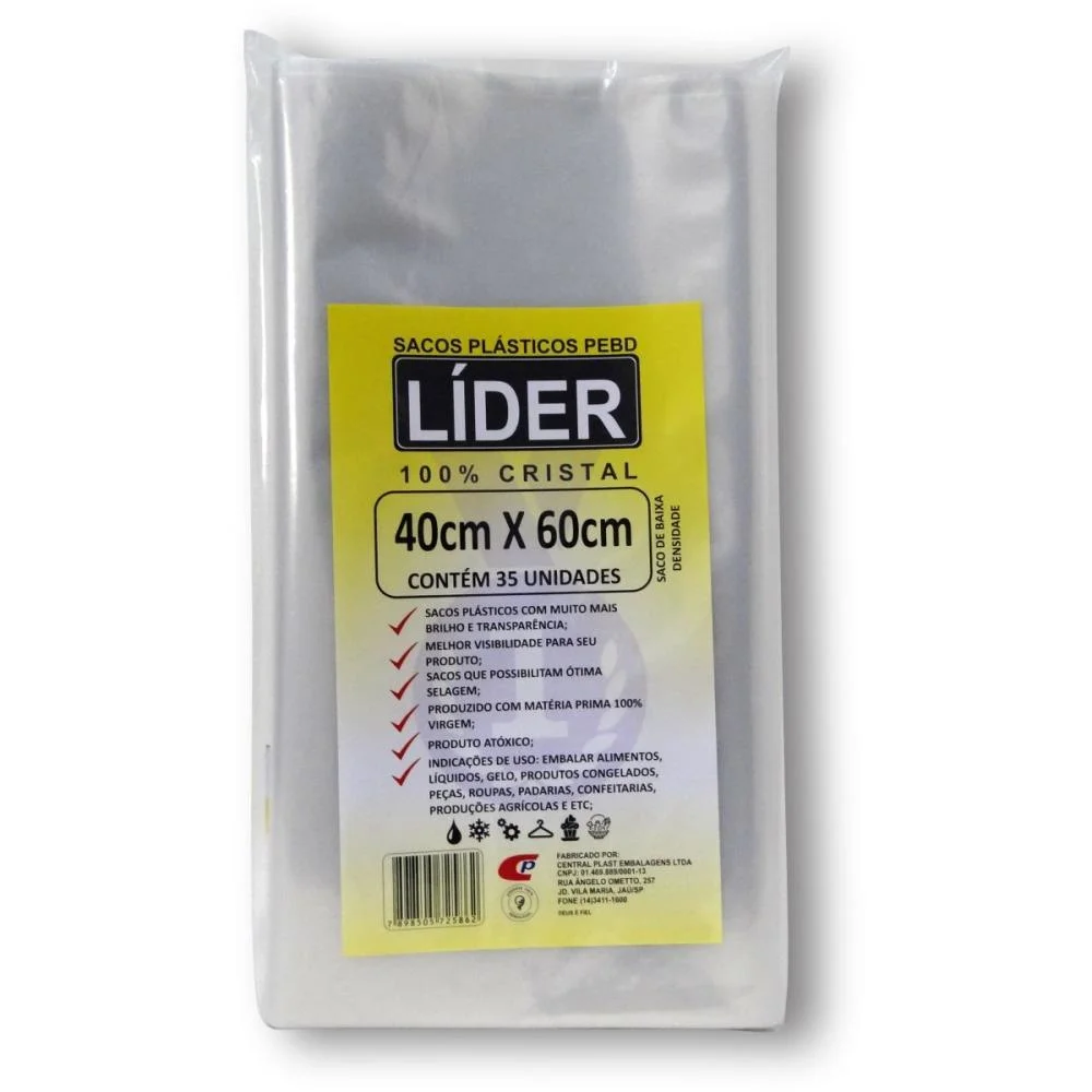 Saco Plastico 40X60X0,12 Saco Pebd 600Mm Central Plast (Pct.c/35) - imagem 2
