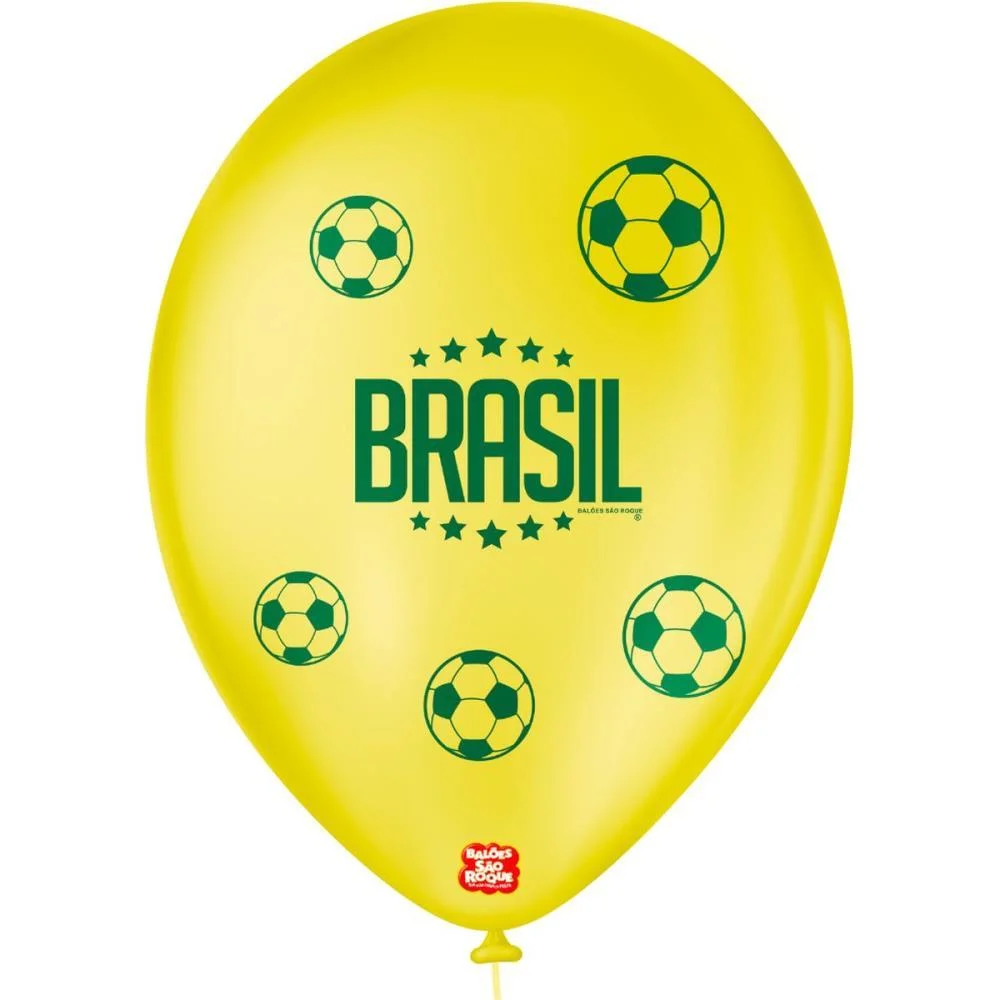 Copa Do Mundo Balao 9 Decorado Brasil (S) Sao Roque (Pct.c/25) - imagem 3