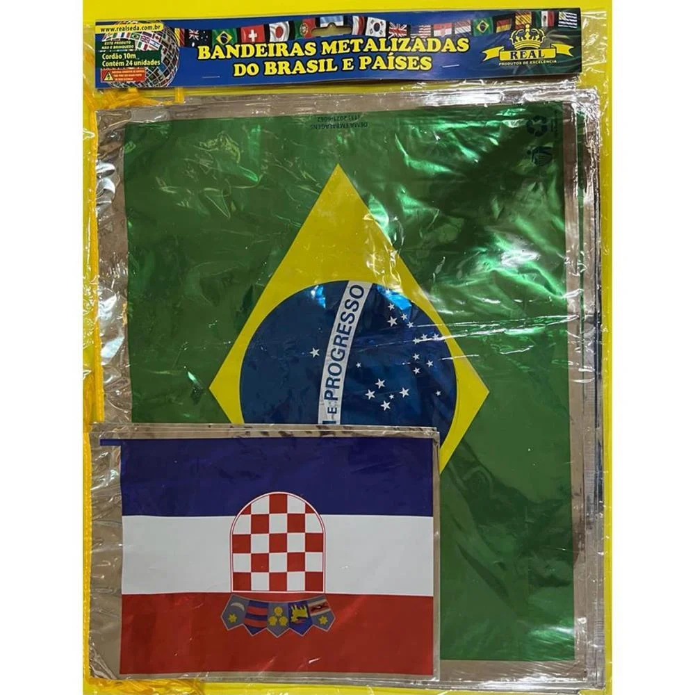 Copa Do Mundo Bandeira Paises 10M. Plastica Real Seda (Pacote) - imagem 3