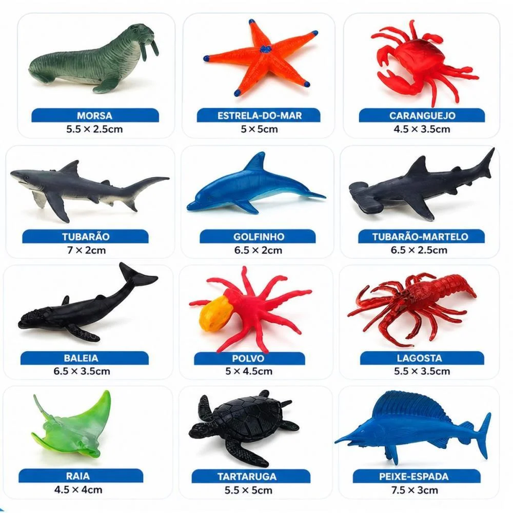 Miniatura Colecionavel Kit Animais Marinhos 12Pcs (S) Toy Mix (Unidade) - imagem 2
