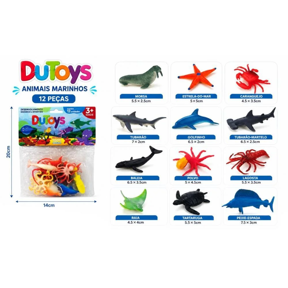 Miniatura Colecionavel Kit Animais Marinhos 12Pcs (S) Toy Mix (Unidade) - imagem 4