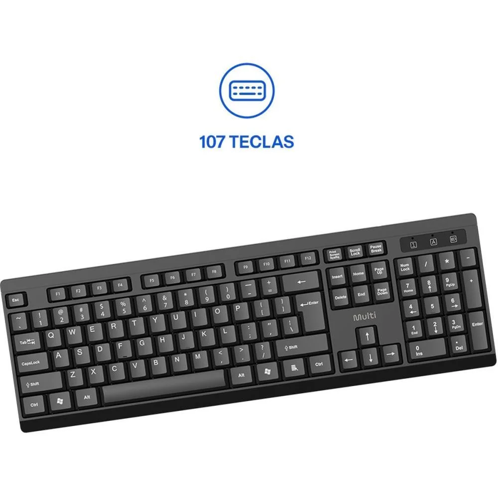 Kit Perifericos Teclado+Mouse S/Fio Slim Preto Multi (Kit) - imagem 5