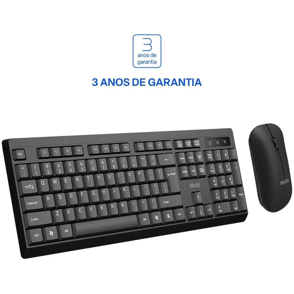 Kit Perifericos Teclado+Mouse S/Fio Slim Preto Multi (Kit) - imagem 7