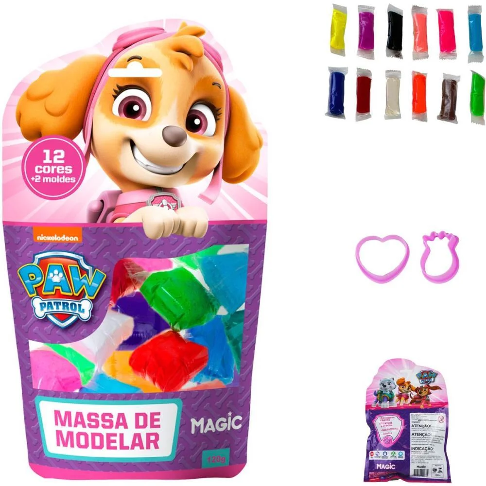 Massa Para Modelar Criativa P. Canina Skye 120G 12Cores 2M Magic Kids (Unidade) - imagem 3