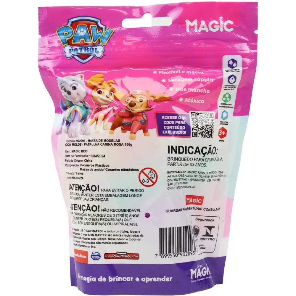 Massa Para Modelar Criativa P. Canina Skye 150G 6Cores 3Mo Magic Kids (Unidade) - imagem 4