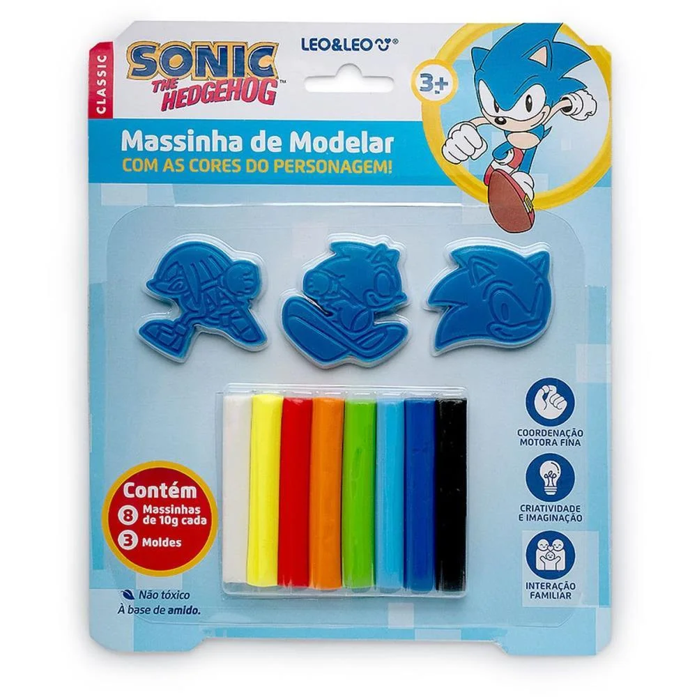 Massa Para Modelar Criativa Sonic + 3 Moldes Leonora (Kit) - imagem 5