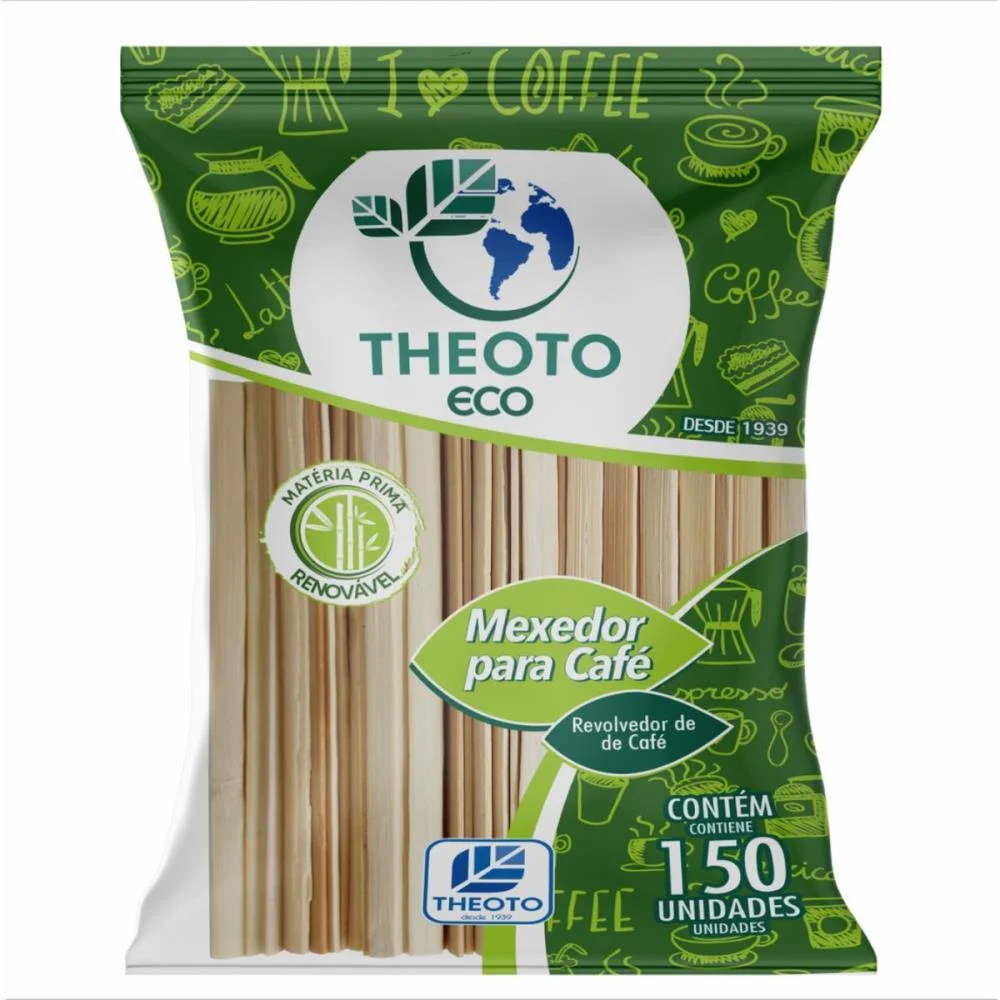 Palheta Descartavel Mexedor De Cafe Bambu Theoto C/ 150 Unidades - imagem 3