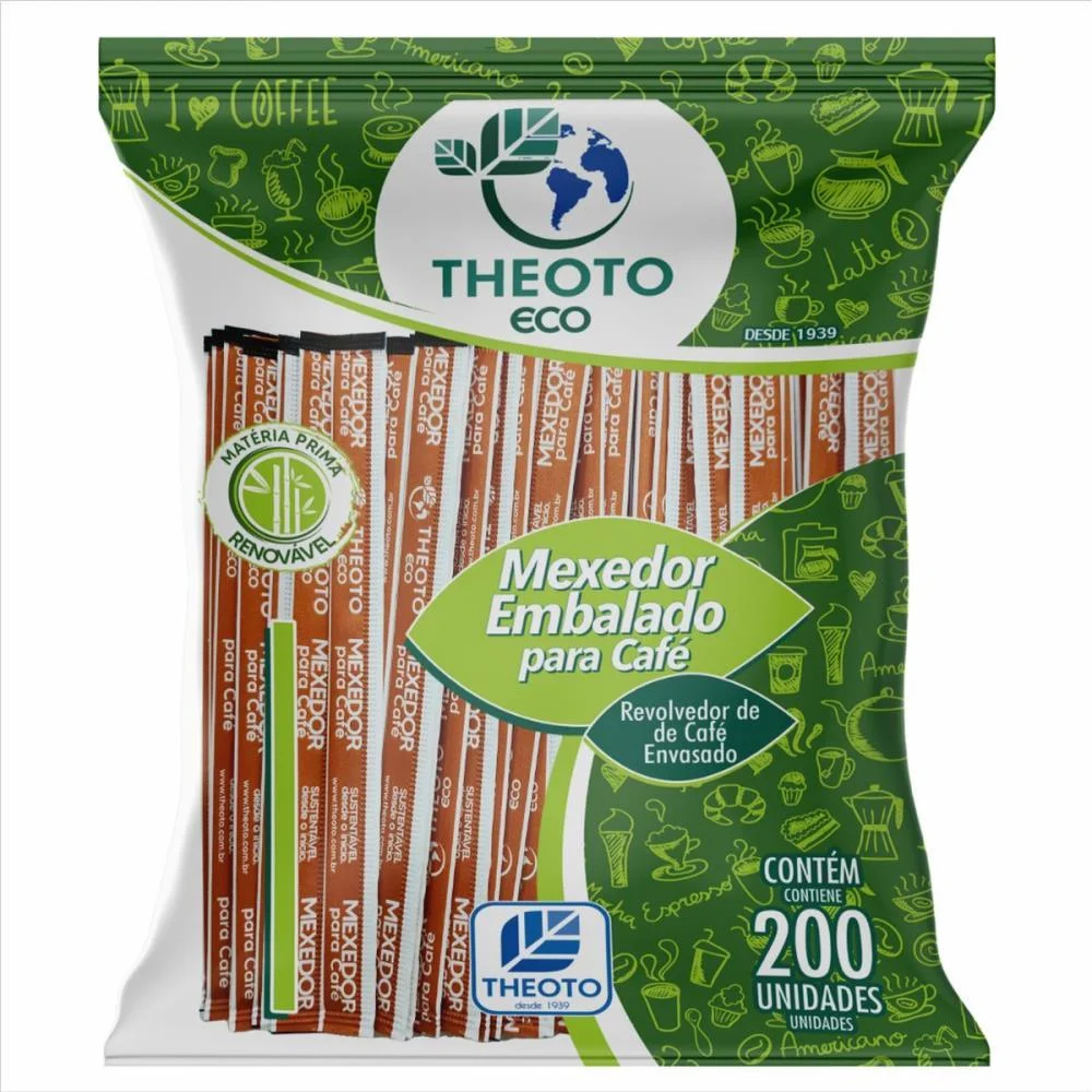 Palheta Descartavel Mexedor De Cafe Emb.ind.bambu Theoto C/ 200 Unidades - imagem 3