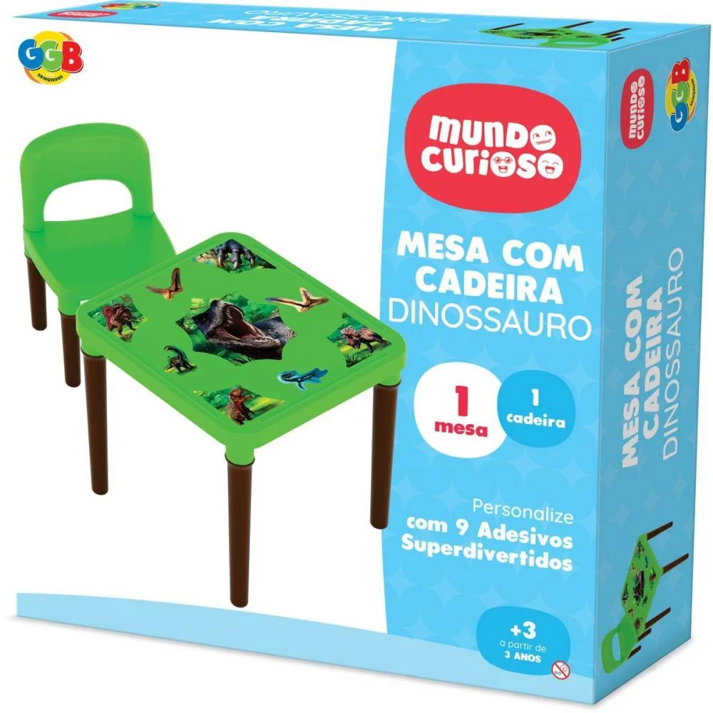 Mesinha/Cadeira Dinossauro Mesa+Cadeira C/Ades Ggb Plast - imagem 4