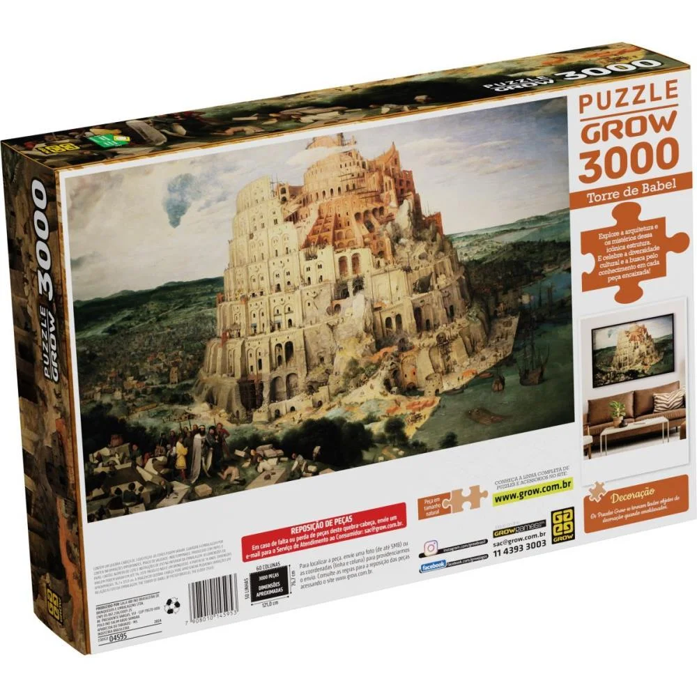 Quebra-Cabeca Cartonado Torre De Babel 3000 Pecas Grow (Unidade) - imagem 4